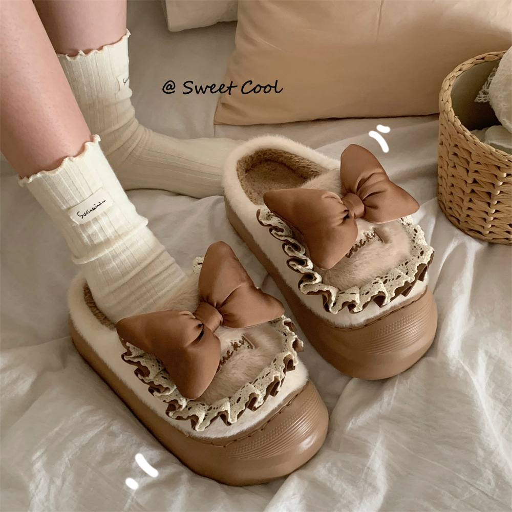 Lolita Bow Cotton Slippers