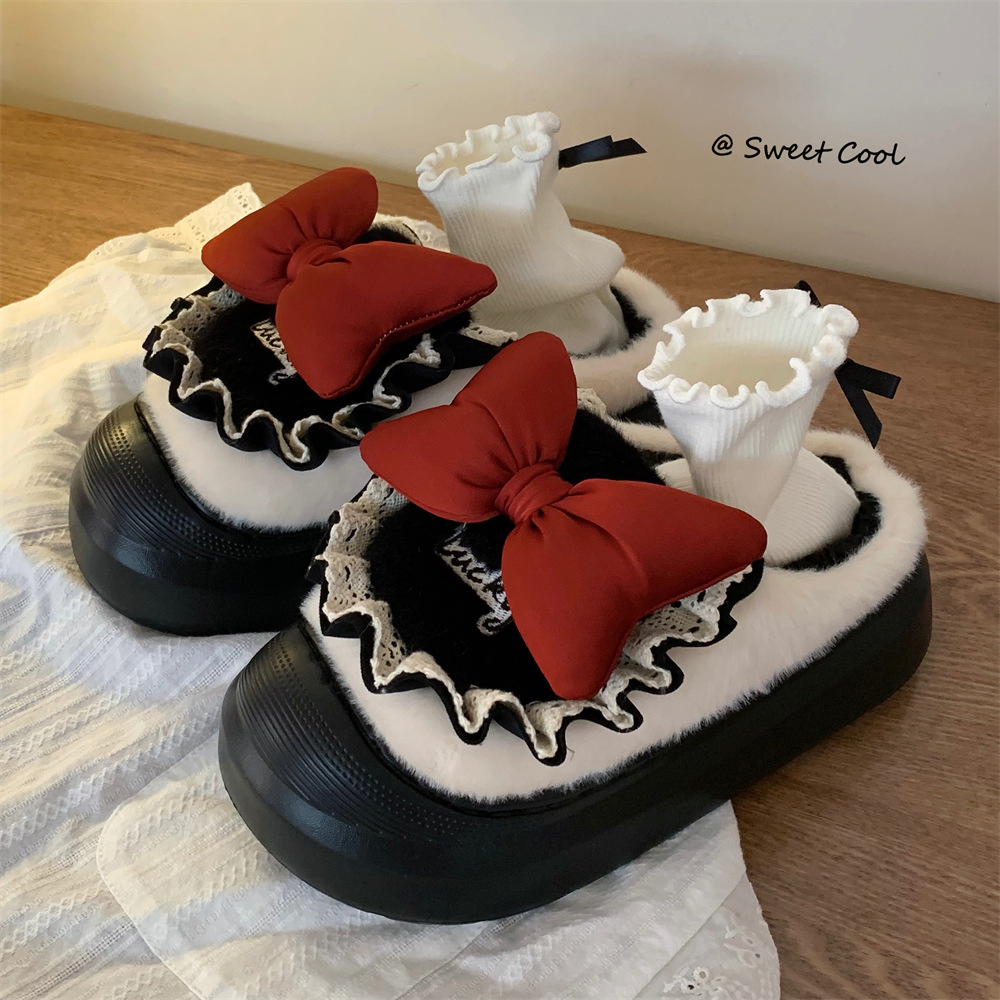 Lolita Bow Cotton Slippers