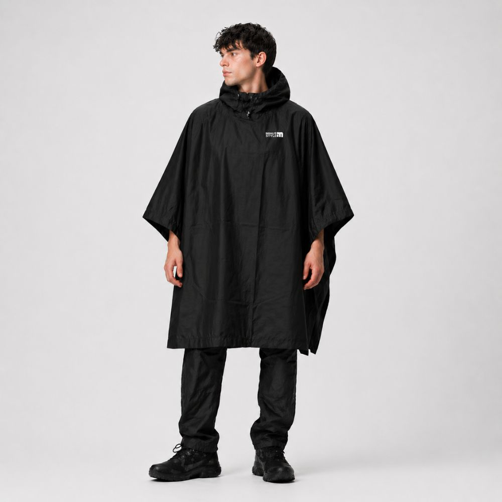 Poncho Raincoat Combo (Raincoat+Trouser) - Black