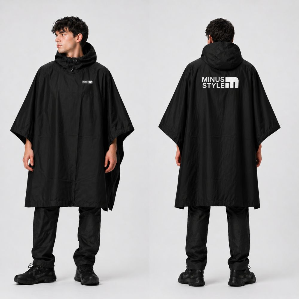 Poncho Raincoat Combo (Raincoat+Trouser) - Black