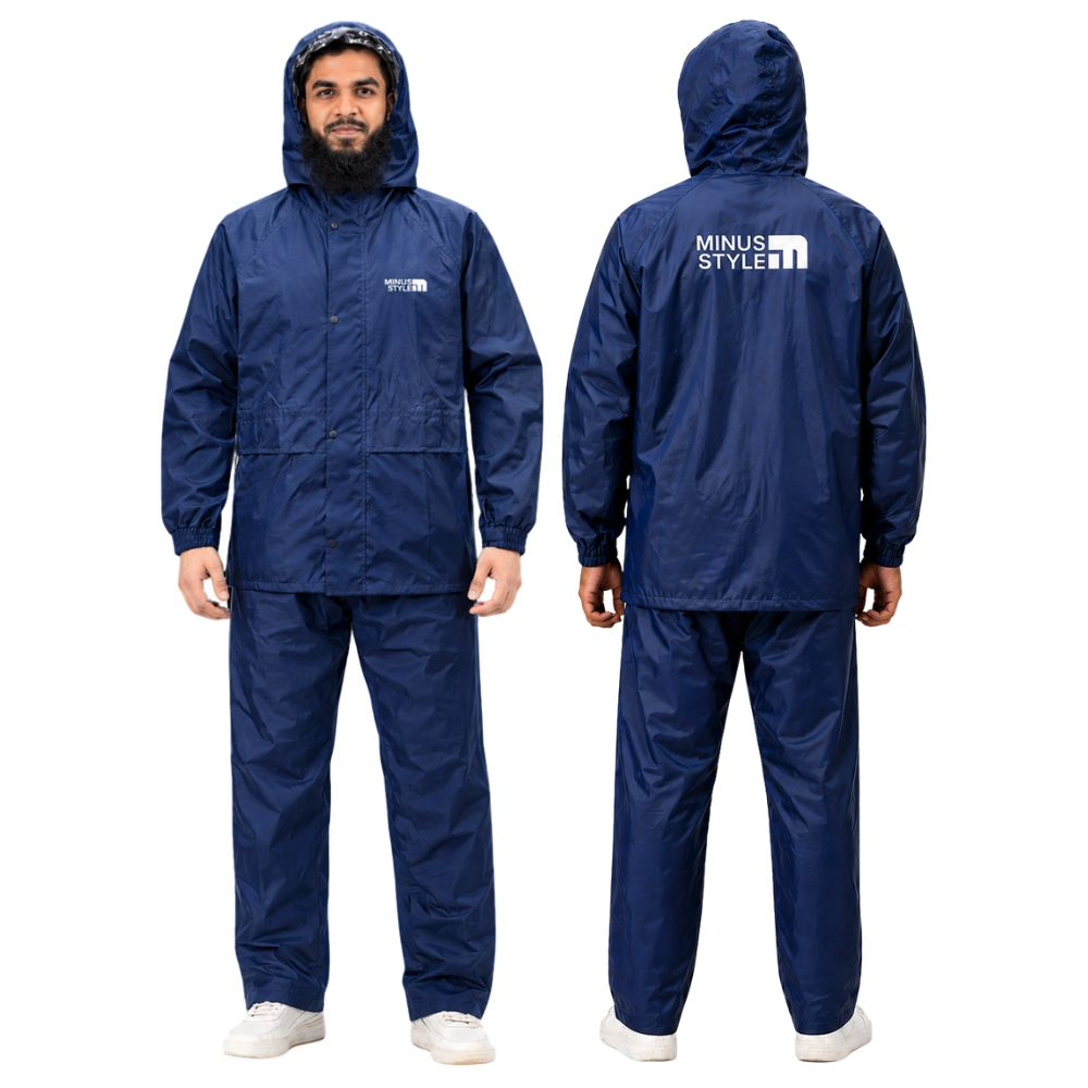 Navy Blue - 100% Water Proof Raincoat (PU Coated) with Seam Sealing