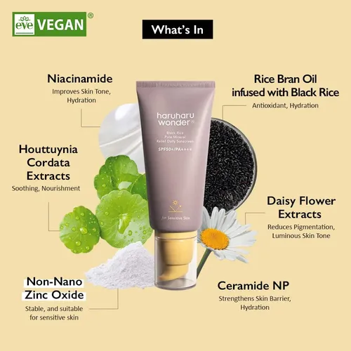 Haruharu wonder Black Rice Pure Mineral Relief Daily Sunscreen SPF50+ PA++++  (50ml)