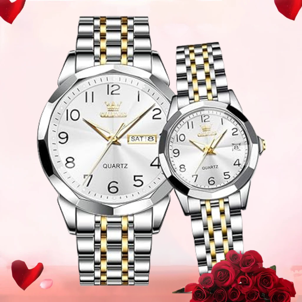 Olevs Stylish Couple Watch - WHITE