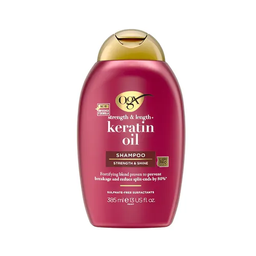 OGX Keratin Oil Shampoo 385ml – Hair Fall Control & Long, Smooth Hair (Sulfate Free)
