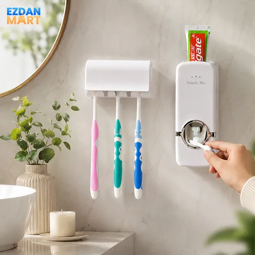 Toothpaste Dispenser & Toothbrush Holder