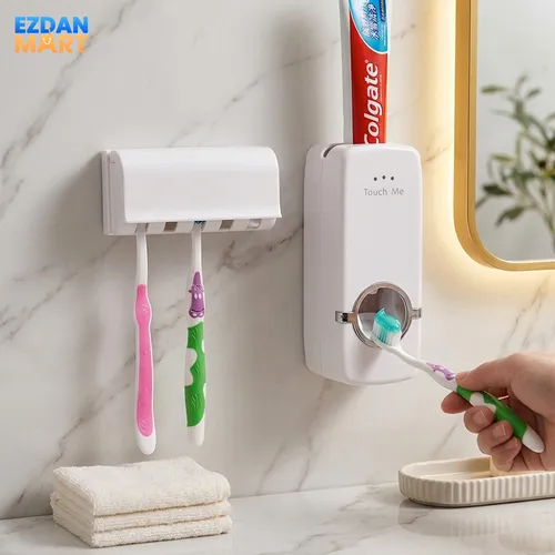 Toothpaste Dispenser & Toothbrush Holder