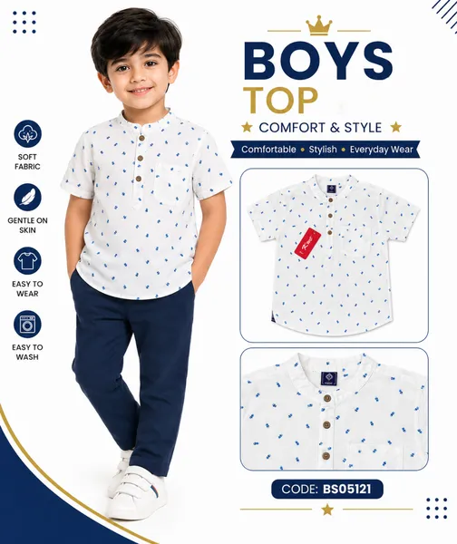 Boys White Printed Shirt – 2-8 Years