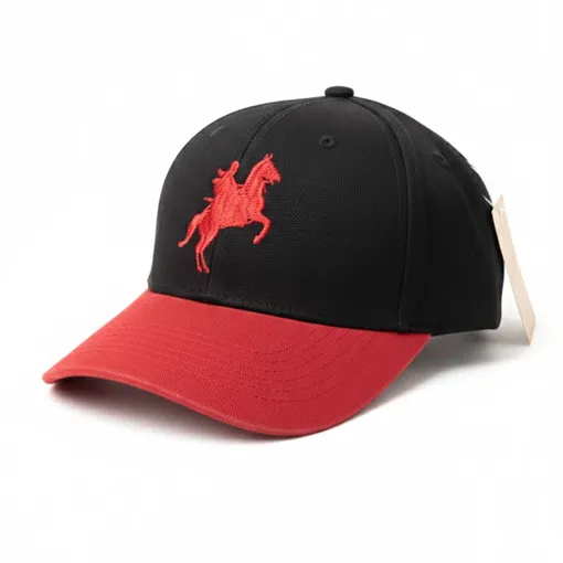 Luxury Black & Red Horse Logo Adjustable Baseball Cap