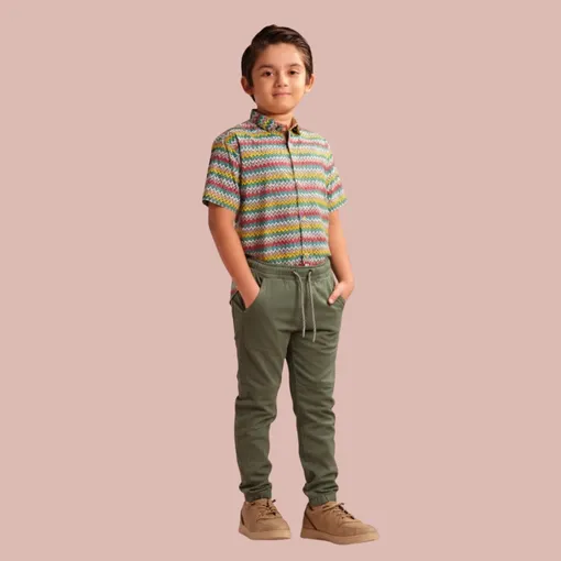 Kids Cargo Jogger Pants – Olive Green