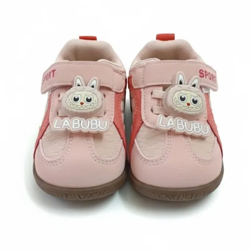 LABUBU Pink & Coral Light-Up Baby Walking Shoes