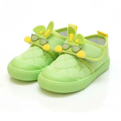 Lime Green Cartoon Rabbit Slip-On Shoes for Kids