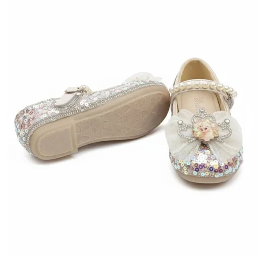 Baby Princess Sparkle Beige & Pink Mary Janes – Magical Elsa Edition
