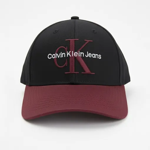 Calvin Klein Jeans Monogram Embroidered Cap –Black & Maroon