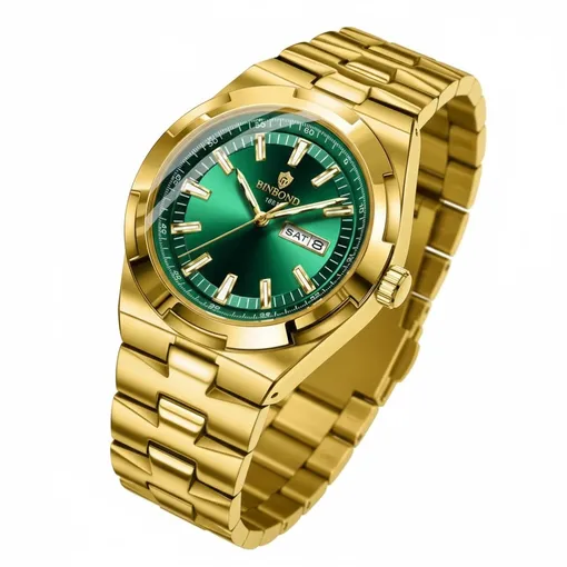 Gold Watch with Green Dial –Premium Stainless Steel