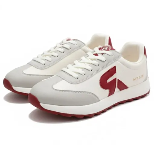 NYLN Retro-Inspired Sneakers – Light Gray / White / Maroon