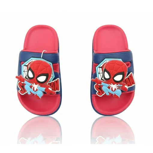 Marvel Spider-Man Glow Applique Kids Slide Slippers with Light (Red & Blue)