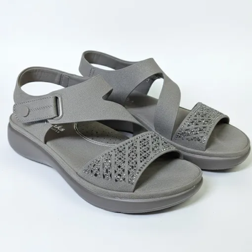 SIKETU StarLuxe Knit Wedge Sandals –Grey Elegance Edition