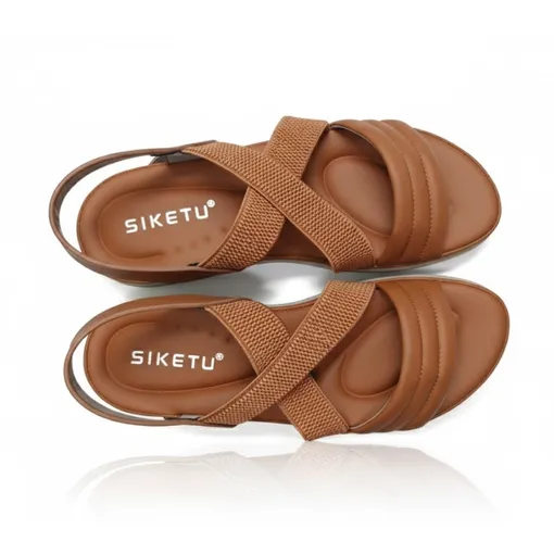 SIKETU LuxeWeave Comfort Flat Sandals – Brown