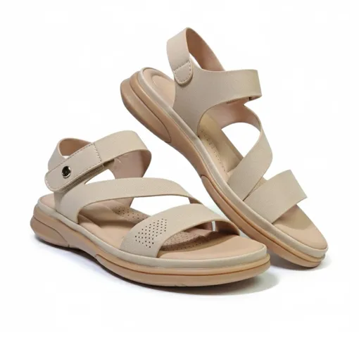SIKETU Comfort Cross-Strap Sandals for Women –Beige Elegance Edition