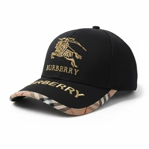 Burberry Signature Check Baseball Cap – Black Gold