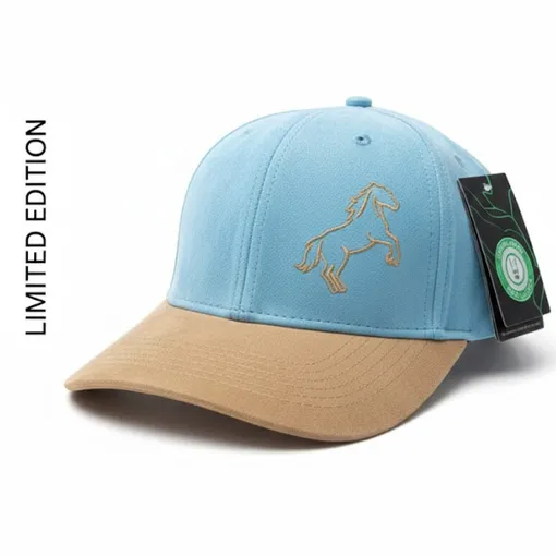 Modern Mood Limited Edition Suede Snapback Cap –Sky Blue & Tan