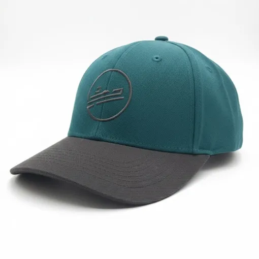 Two-Tone Structured Baseball Cap – Teal & Charcoal with Embossed Logo
