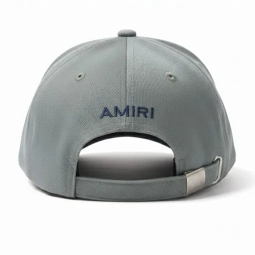 Amiri MA Canvas Hat – Light Grey Crown & Navy Brim with Embroidered Logo