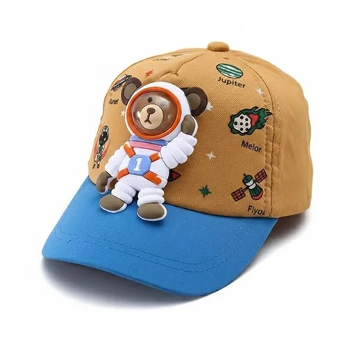 AstroBuddy 3D Bear Kids Cap light brown/ Blue.–(1-8 years)