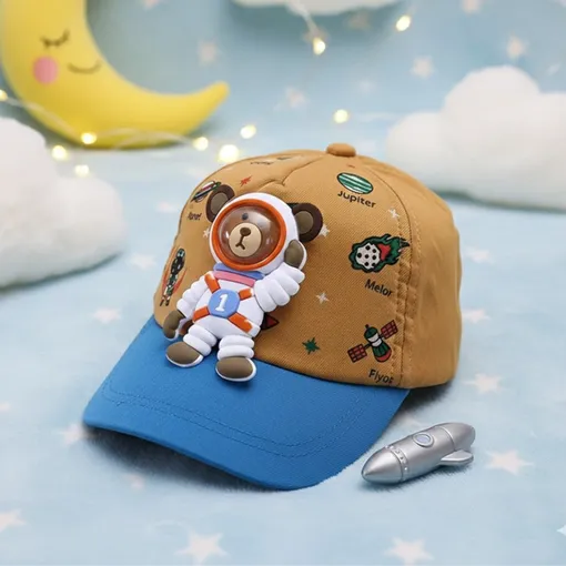 AstroBuddy 3D Bear Kids Cap light brown/ Blue.–(1-8 years)