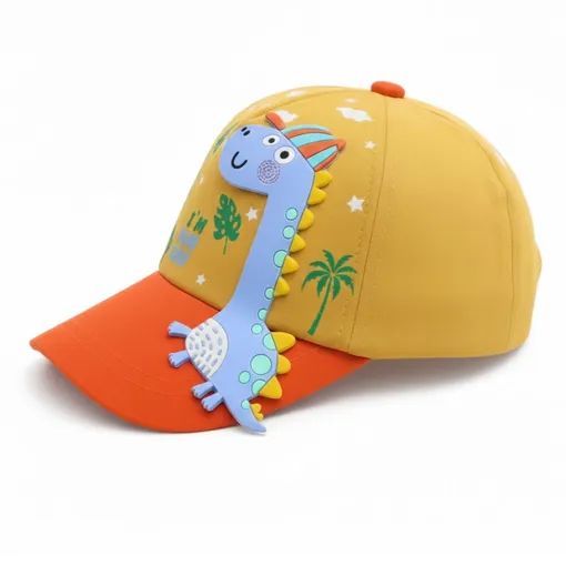 Dino Fun Kids Baseball Cap –Yellow & Orange (Ages 3–8 Years)