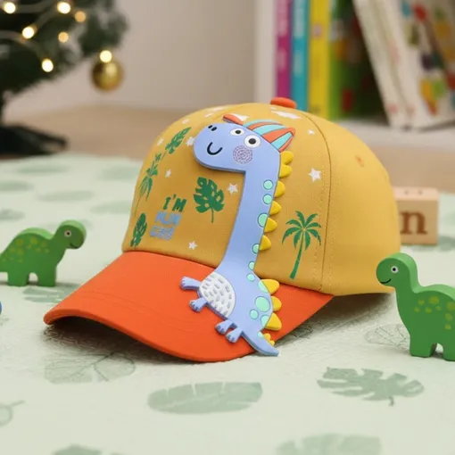 Dino Fun Kids Baseball Cap –Yellow & Orange (Ages 3–8 Years)