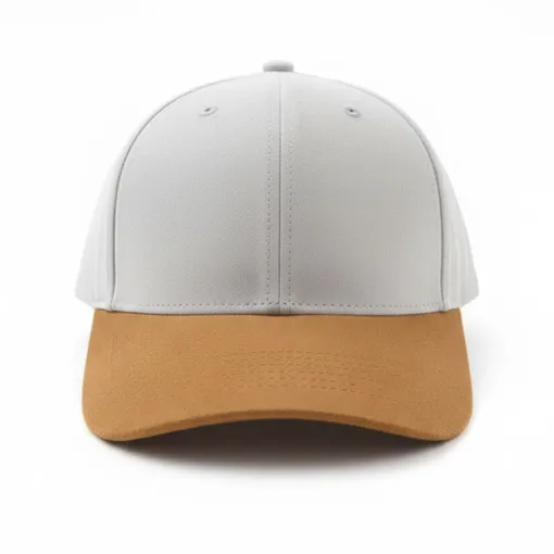 White & Brown Suede-Brim Baseball Cap –Limited Edition