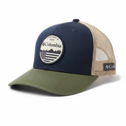 Columbia 1938 Patch Mesh Trucker Cap – Collegiate Navy & Olive Green