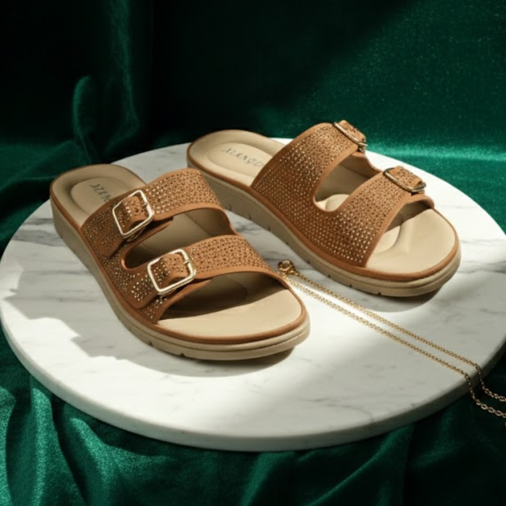 Golden Sand Platform Sandals -Brown