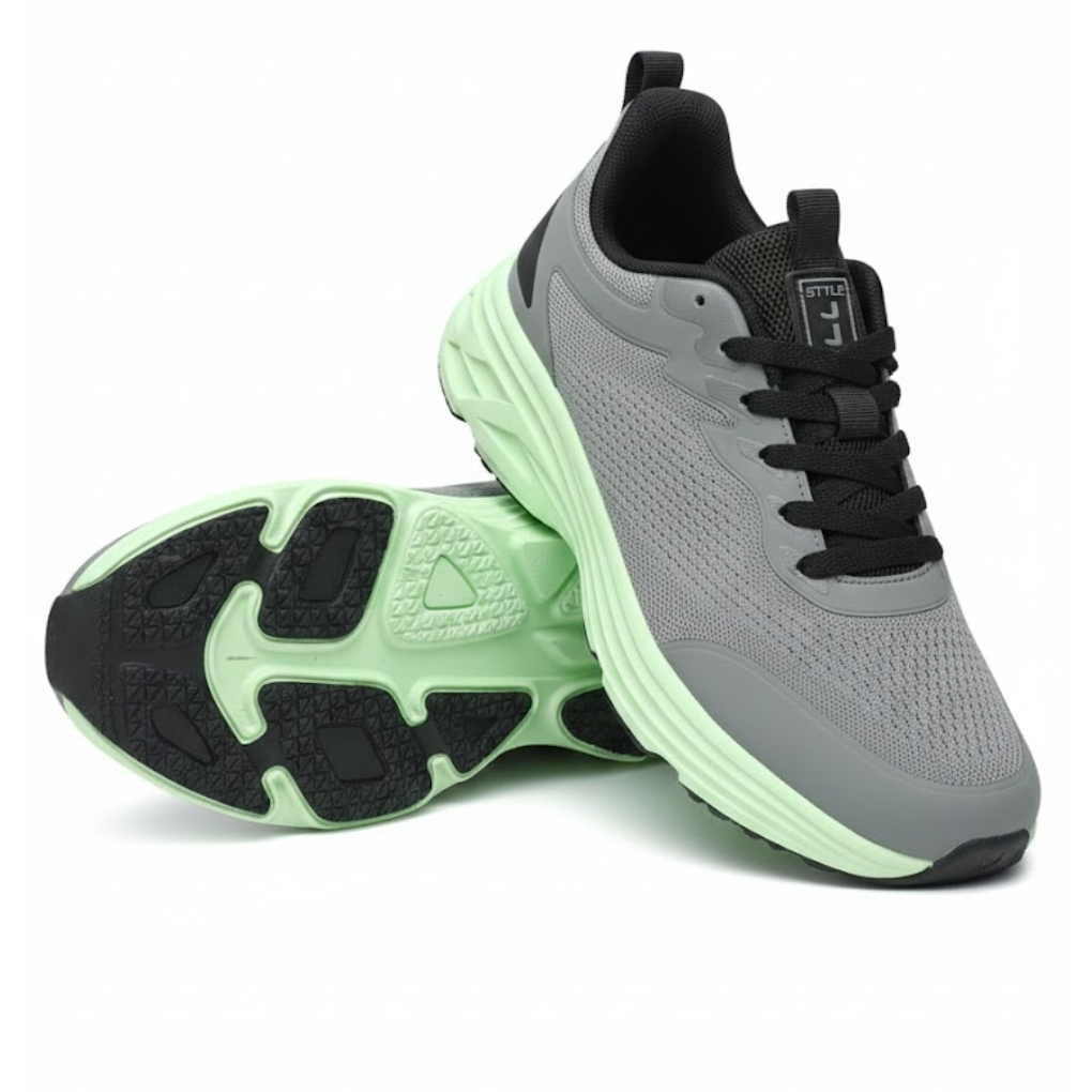 STYLE Grey & Neon Green Performance Running Shoes