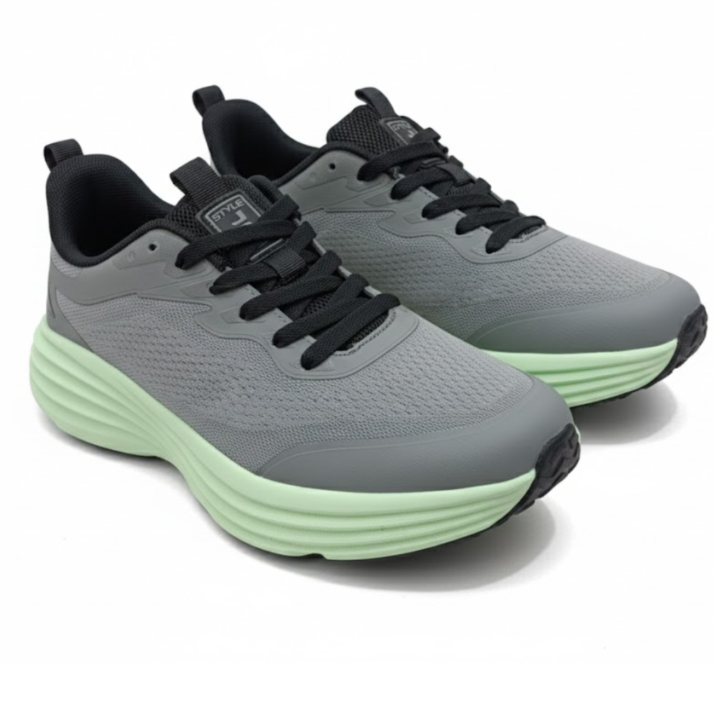 STYLE Grey & Neon Green Performance Running Shoes