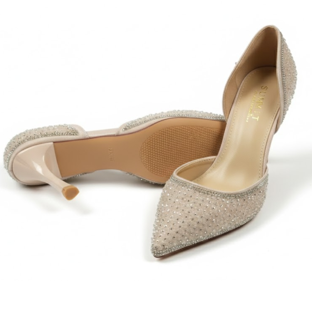 Pearl Luxe Pointed Mule Heels