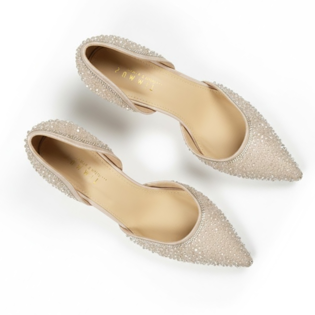 Pearl Luxe Pointed Mule Heels