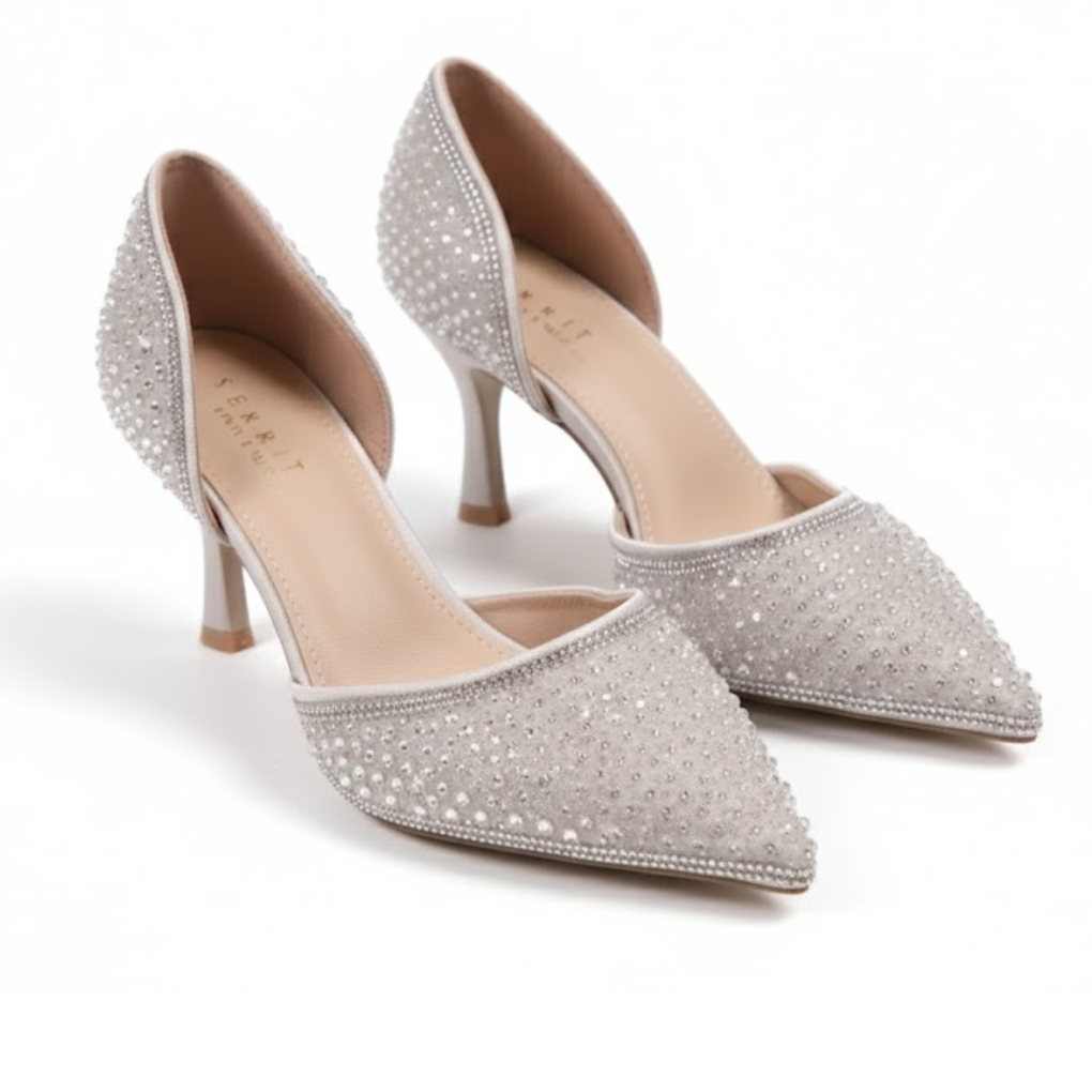 White Pearl Luxe Mule Heels