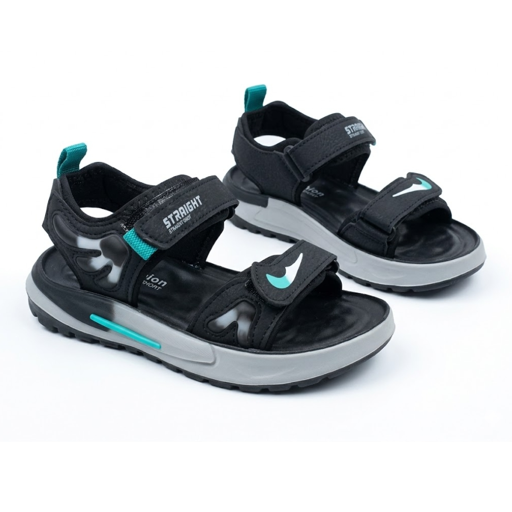 Kids Sport Velcro Sandal – Black & Teal