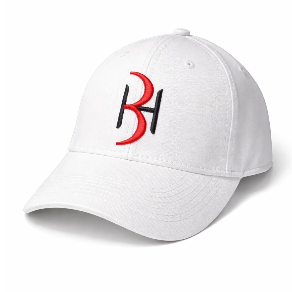 Limited Edition White Embroidered Logo Baseball Cap – BH Monogram