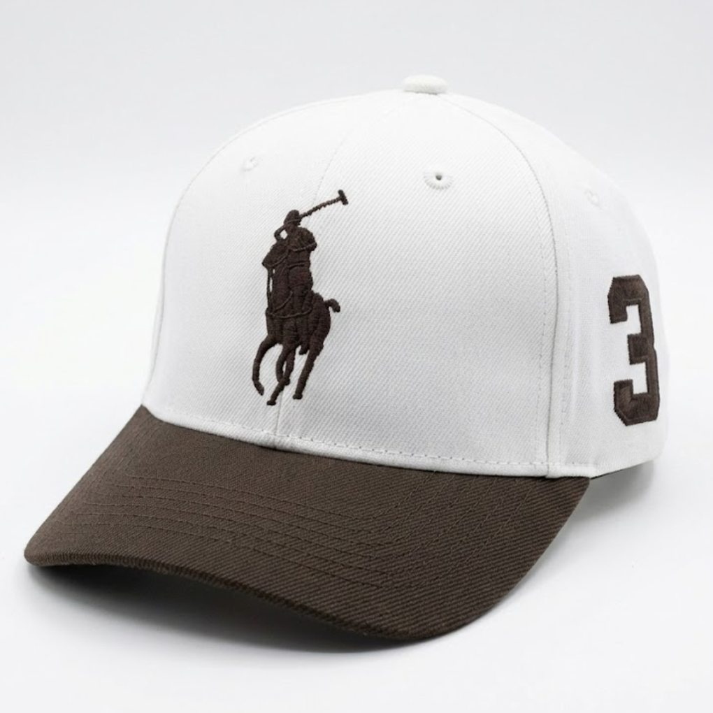 Polo Ralph Lauren White & Brown Cotton Chino Baseball Cap