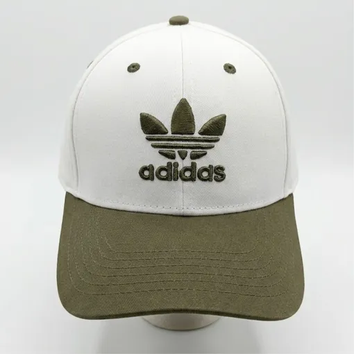 Adidas Trefoil White & Green Cotton Baseball Cap