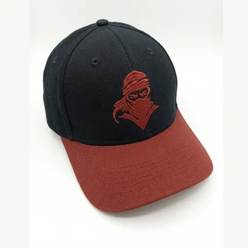 Two-Tone Baseball Cap – Dark Blue/Black Crown & Tan Brim with Ninja Embroidery