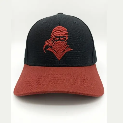 Two-Tone Baseball Cap – Dark Blue/Black Crown & Tan Brim with Ninja Embroidery