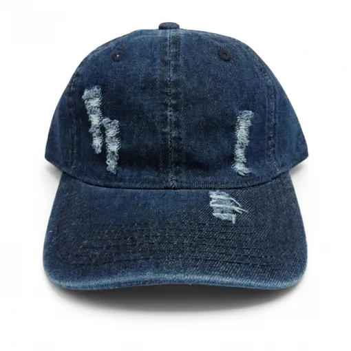Distressed Washed Blue Denim Baseball Cap