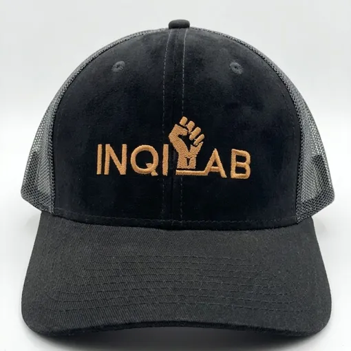 INQILAB Premium Black Trucker Cap – Gold Embroidery Edition