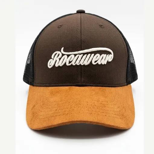 Rocawear Brown & Tan Trucker Baseball Cap – Mesh Back Embroidered Logo