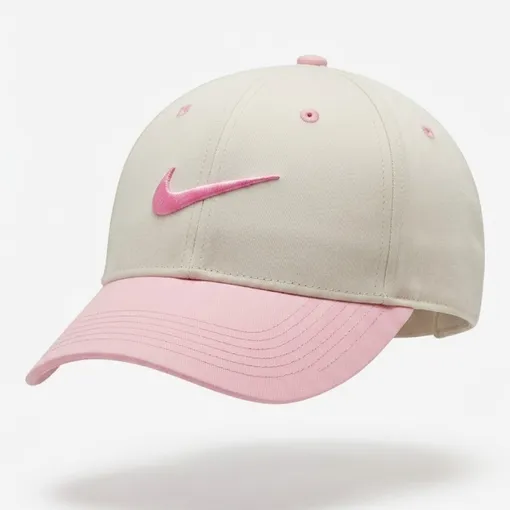Nike Dri-FIT Club Structured Cap – White & Pink Swoosh (4-12 years)