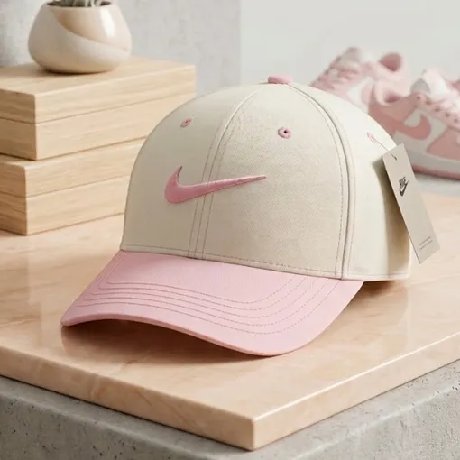 Nike Dri-FIT Club Structured Cap – White & Pink Swoosh (4-12 years)